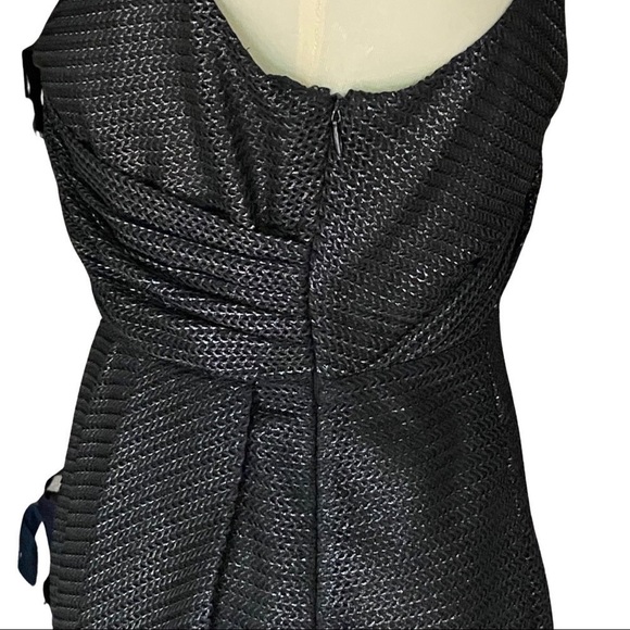 Urban Outfitters Stardust Metallic Black Faux Wrap V-Neck Mini Dress Size Medium - Picture 4 of 10